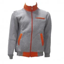 Gri-Turuncu  Fermuarlı Sweatshirt
