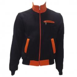 Siyah-Turuncu Cepli Fermuarlı Sweatshirt