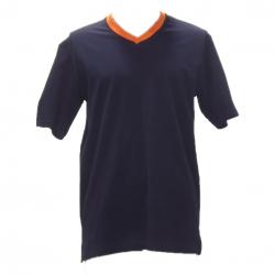 Turuncu Yakalı Siyah Penye Tshirt